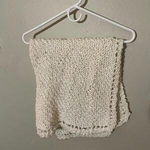 Cozy Handmade Knit Cream Baby Blanket